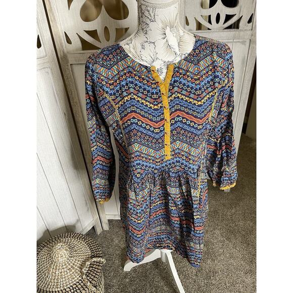 Artsy Beaded Embellished Flowy Tunic Shirt Boho Colorful Floral Size Small - Picture 1 of 6